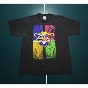 Vintage Sailor‎ Moon T Shirt Men's XL Black 1998 Manga TV Anime Character Rare